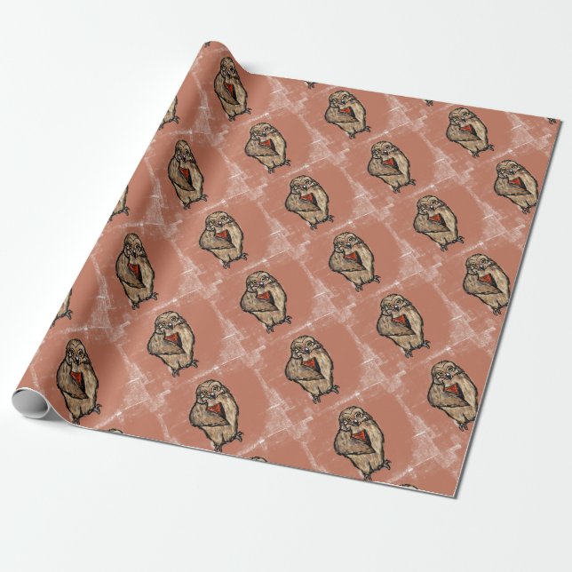 Papel De Regalo Búho Sabio (Desenrollado)