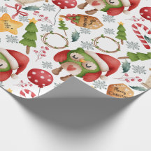 Búhos de Navidad en Acuarela Adorables 