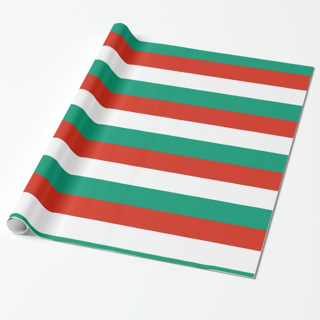 Papel De Regalo Bulgaria Verde Blanco rojo (Desenrollado)