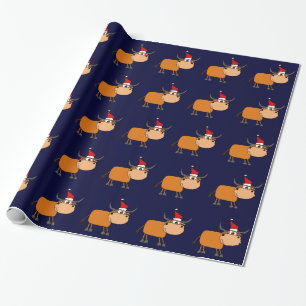 Papel De Regalo Bull divertida en diseño del navidad del gorra de