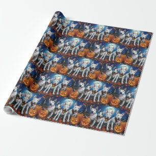 Papel De Regalo Bull Terrier Halloween Espeluznante 