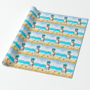 Papel De Regalo Bull Terrier perro en la playa