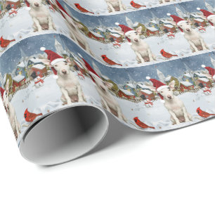 Papel De Regalo Bull Terrier Perro Navidad Invierno Alegría