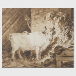 Papel De Regalo Bull y perro blancos en un establo por Fragonard