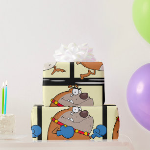 Papel De Regalo Bulldog Boxer de Dibujos Animados Divertido Perro
