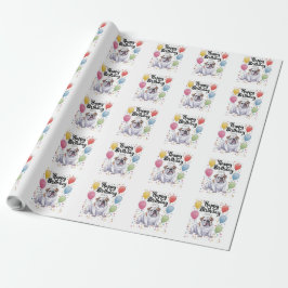 Papel De Regalo Bulldog con Globos