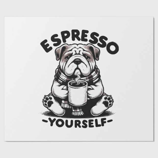 Papel De Regalo Bulldog de Espresso Caliente (Superficie plana)