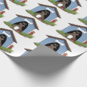 Papel De Regalo bulldog en casa de perros con hidrante