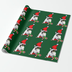 Papel De Regalo Bulldog en navidad del gorra de Santa