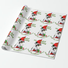 Papel De Regalo Bulldog en Santa Hat Navidades Merry