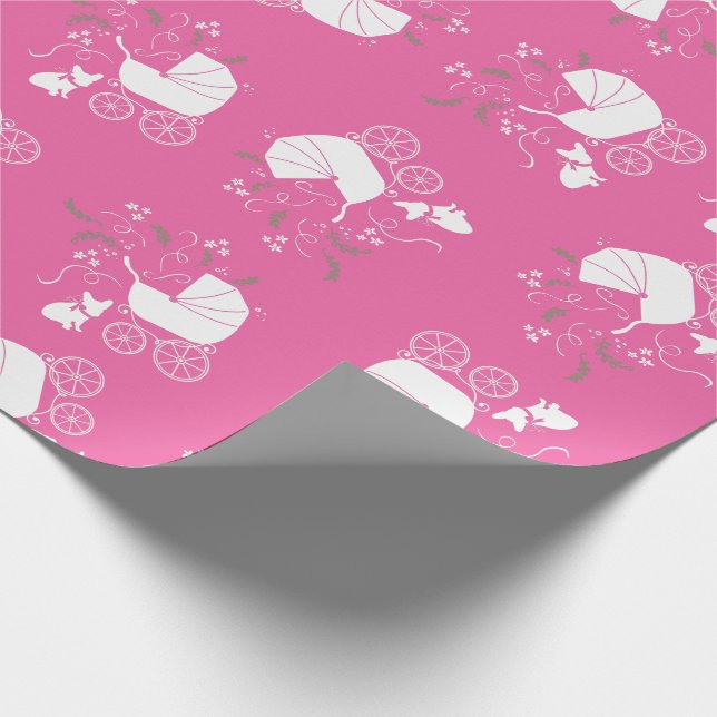 Papel De Regalo Bulldog francés Baby Shower Frenchy Frenchie Pink (Esquina)