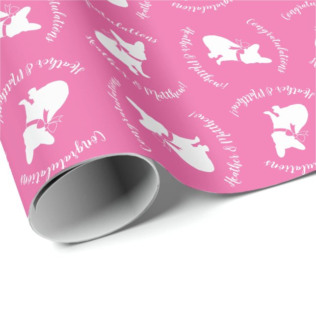Papel De Regalo Bulldog francés Baby Shower Frenchy Frenchie Pink (Esquina del rollo)