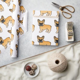 Papel De Regalo Bulldog Francés Ciervo Patrón de Perro de Dibujos 