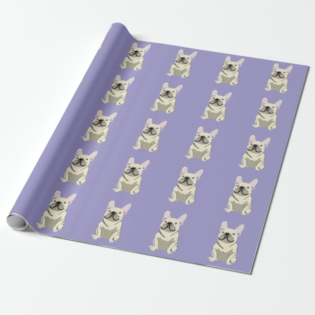 Papel De Regalo Bulldog Francés Crema,  (Desenrollado)
