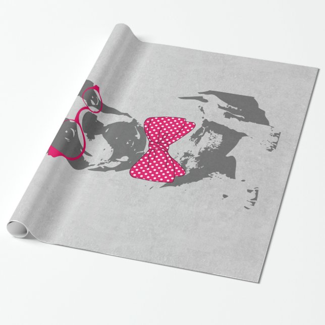 Papel De Regalo Bulldog francés de animal de moda y divertido (Desenrollado)