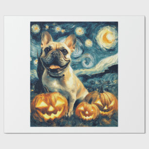 Papel De Regalo Bulldog Francés de la noche estrellada de Van Gogh