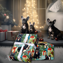 Papel De Regalo Bulldog francés de Navidades hábiles