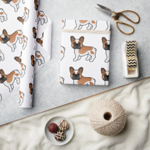 Papel De Regalo Bulldog Francés de Patitas Rojas Patrón de Perro d