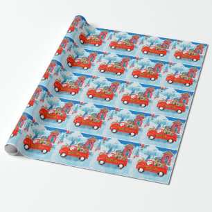 Papel De Regalo Bulldog Francés en Camión de Entrega de Navidad Ni