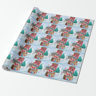 Papel De Regalo Bulldog Francés en casa de perro de Navidad en la