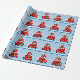 Papel De Regalo Bulldog Francés En Coche Con Papá Noel