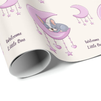 Papel De Regalo Bulldog Francés en Luna Rosa Cumpleaños Niña Ropa