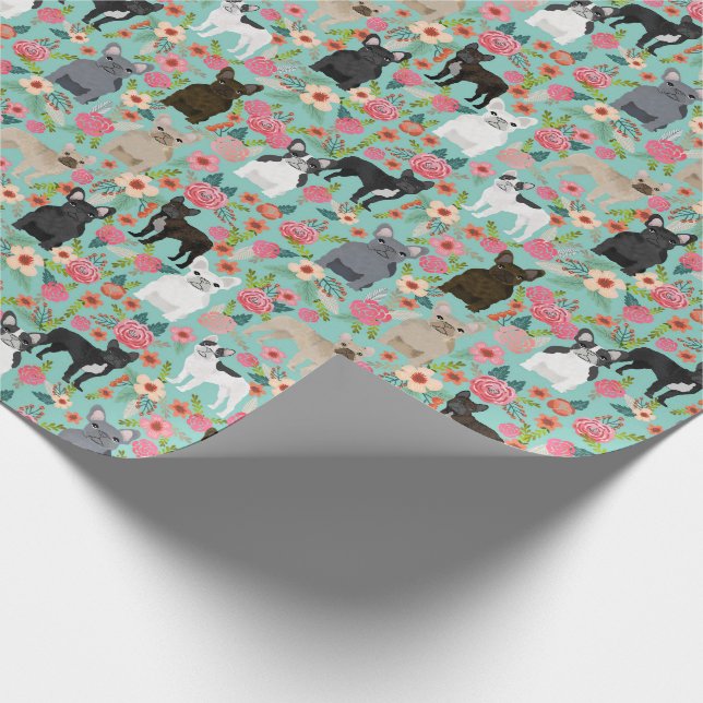Papel De Regalo Bulldog francés Florals (Esquina)