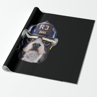 Papel De Regalo Bulldog francés lindo con casco para bomberos