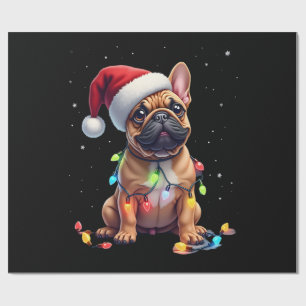 Papel De Regalo Bulldog Francés Luces de Navidad Santa Bulldog Fra