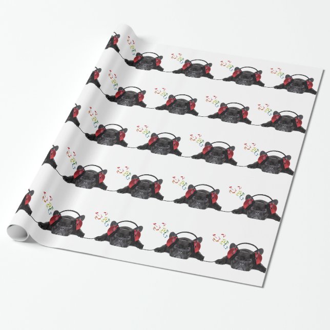 Papel De Regalo Bulldog francés negro crece hasta sus tintes (Desenrollado)