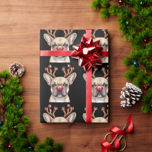 Papel De Regalo Bulldog Francés Reno Amante Perro Navidad Xmas