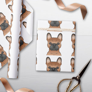 Papel De Regalo Bulldog Francés Rojo / Patrón de perro de dibujos 