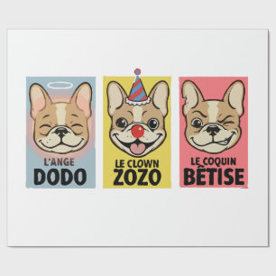 Papel De Regalo Bulldog Francés Tres Estados de Ánimo 