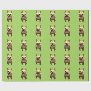 Papel De Regalo Bulldog Francés, Verde Lima