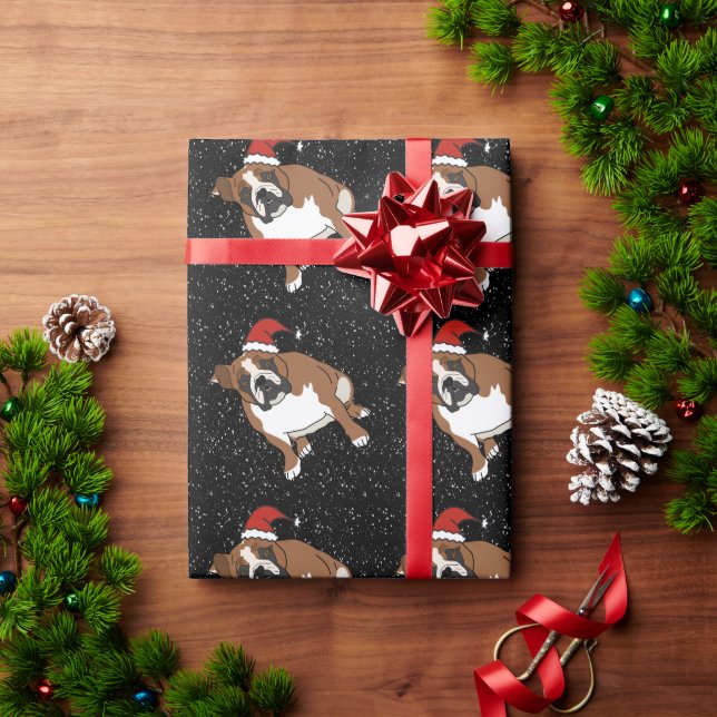 Papel De Regalo Bulldog inglés de vacaciones para navidades  (Regalo de vacaciones)