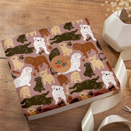 Papel De Regalo Bulldog inglés Silhouette en tonos marrones