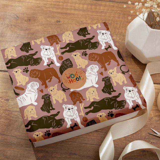 Papel De Regalo Bulldog inglés Silhouette en tonos marrones (Subido por el creador)