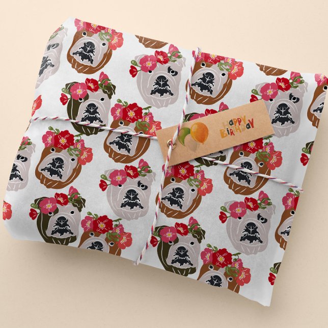 Papel De Regalo Bulldog inglés Silhouette Personalizado Head (Subido por el creador)
