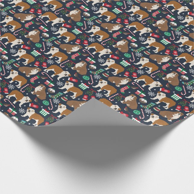 Papel De Regalo Bulldog Navidades mascota perro (Esquina)