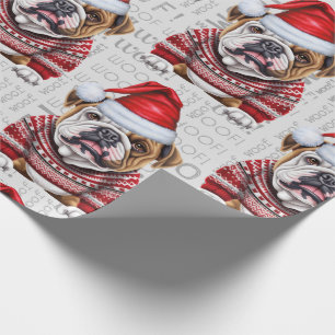 Papel De Regalo Bulldog Santa Navidades para amantes del perro