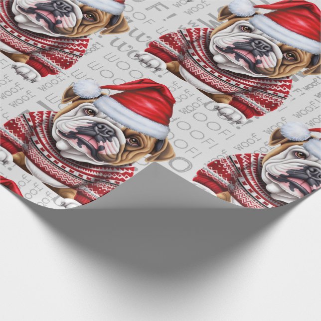 Papel De Regalo Bulldog Santa Navidades para amantes del perro (Esquina)