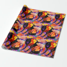 Papel De Regalo Bumble Bee Floral Whimsical Resumen de arte Amaril