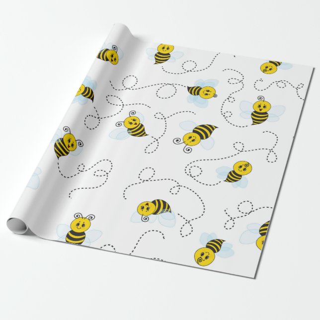 Papel De Regalo Bumblebee Flying Yellow Black Bumble Bee (Desenrollado)