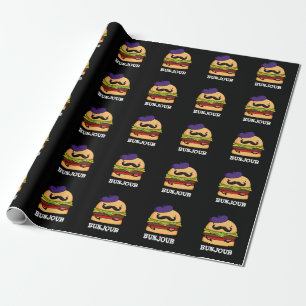 Papel De Regalo Bunjour Graciosa hamburguesa francesa Bun Pun Dark