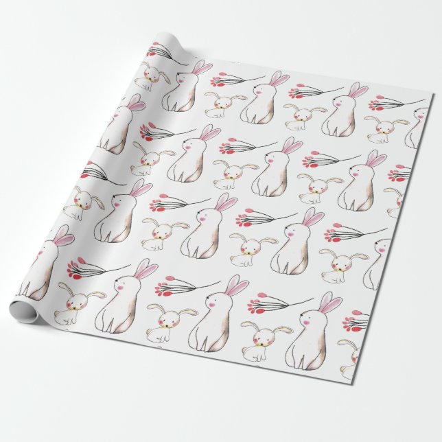 Papel De Regalo Bunnies acuarelas (Desenrollado)