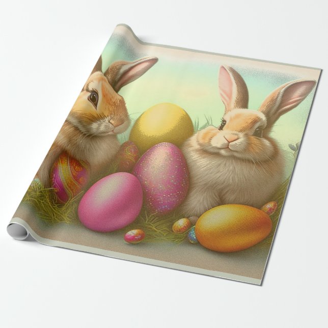 Papel De Regalo Bunnies de Pascua en la colección de hierbas (Desenrollado)