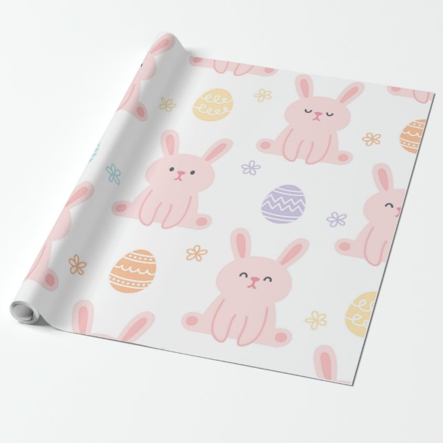 Papel De Regalo Bunnies de Pascua y Huevos de Pascua (Desenrollado)