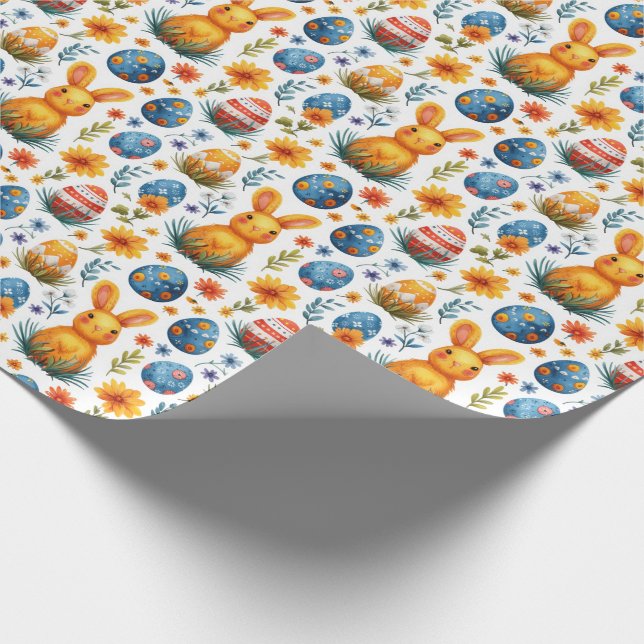 Papel De Regalo Bunnies, huevos y flores - Pascua (Esquina)