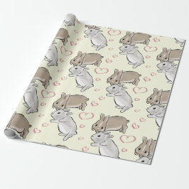 Papel De Regalo Bunnies with hearts yellow