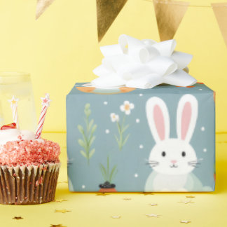 Papel De Regalo Bunnies y flores
